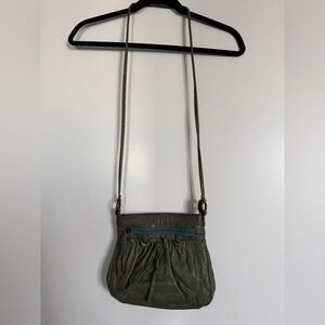 Fossil Green Blue Leather Crossbody Bag